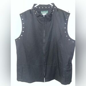 Harve Benard Black Vest with Silver stud Accents